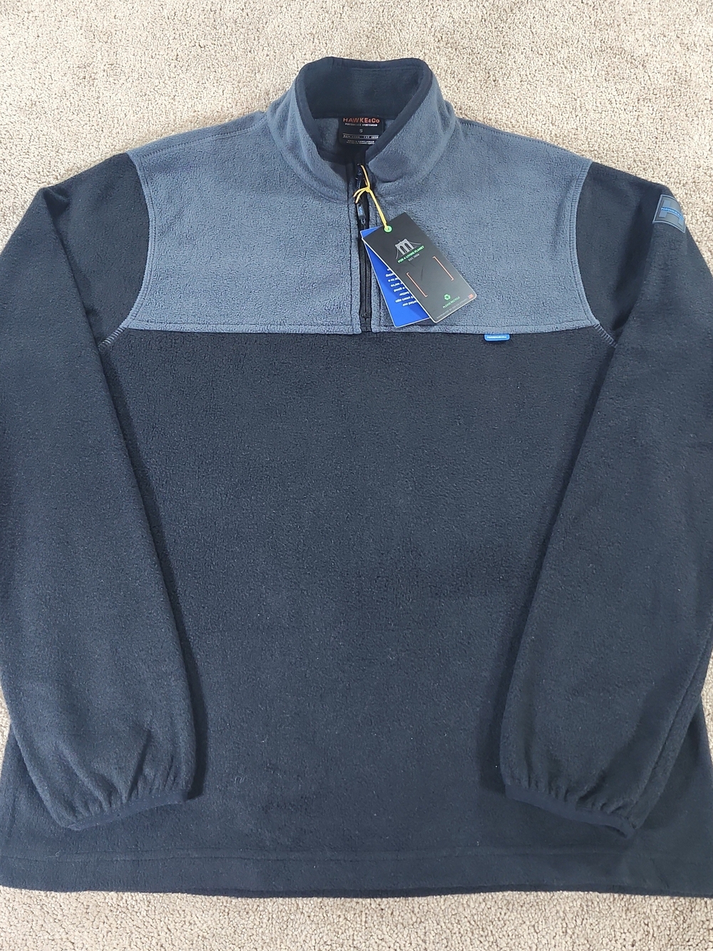 Hawke & Co Men’s Two-Tone Navy and Slate Gray Zip Fleece